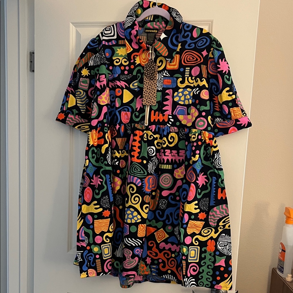 Nooworks Party Mix Babydoll Abstract Dress 3x
